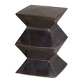 Zigzag Garden Stool with a Metallic Black Glaze