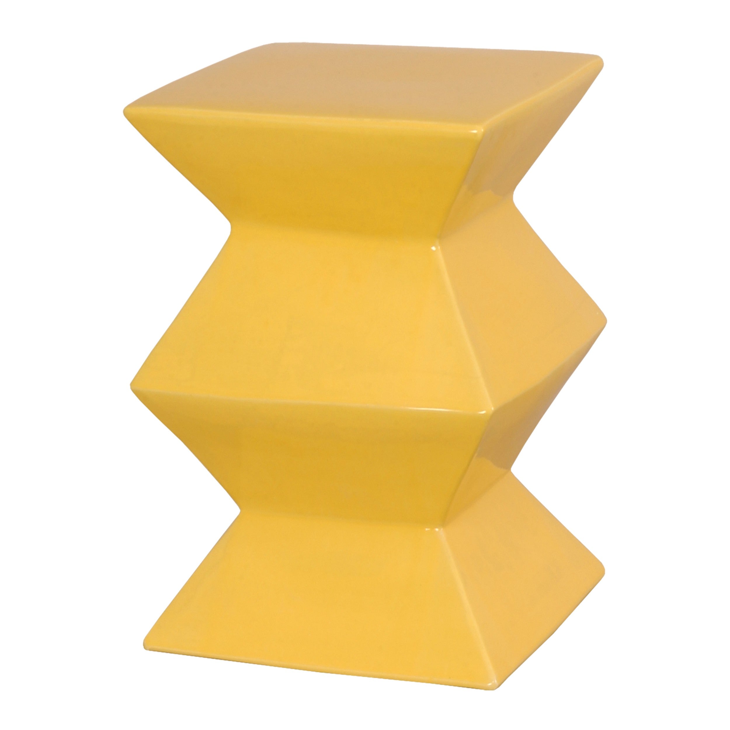 Zigzag Garden Stool with a Sun Yellow Glaze