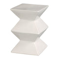 Zigzag Garden Stool with a White Glaze