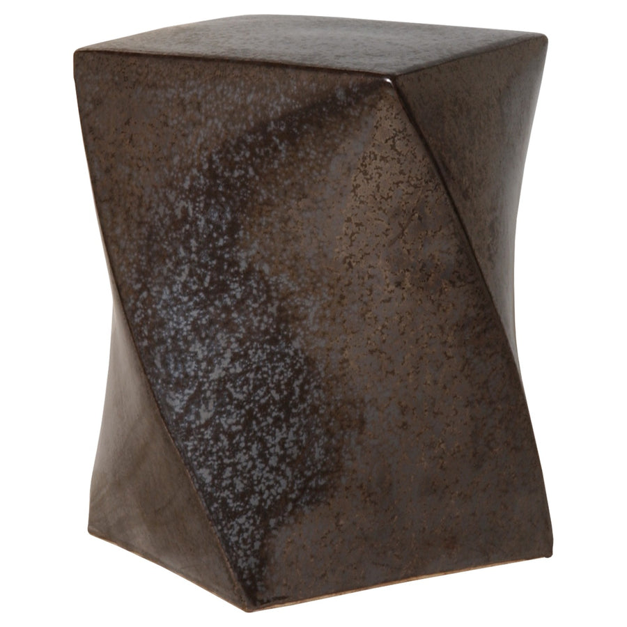 Twist Garden Stool with a Gunmetal Glaze