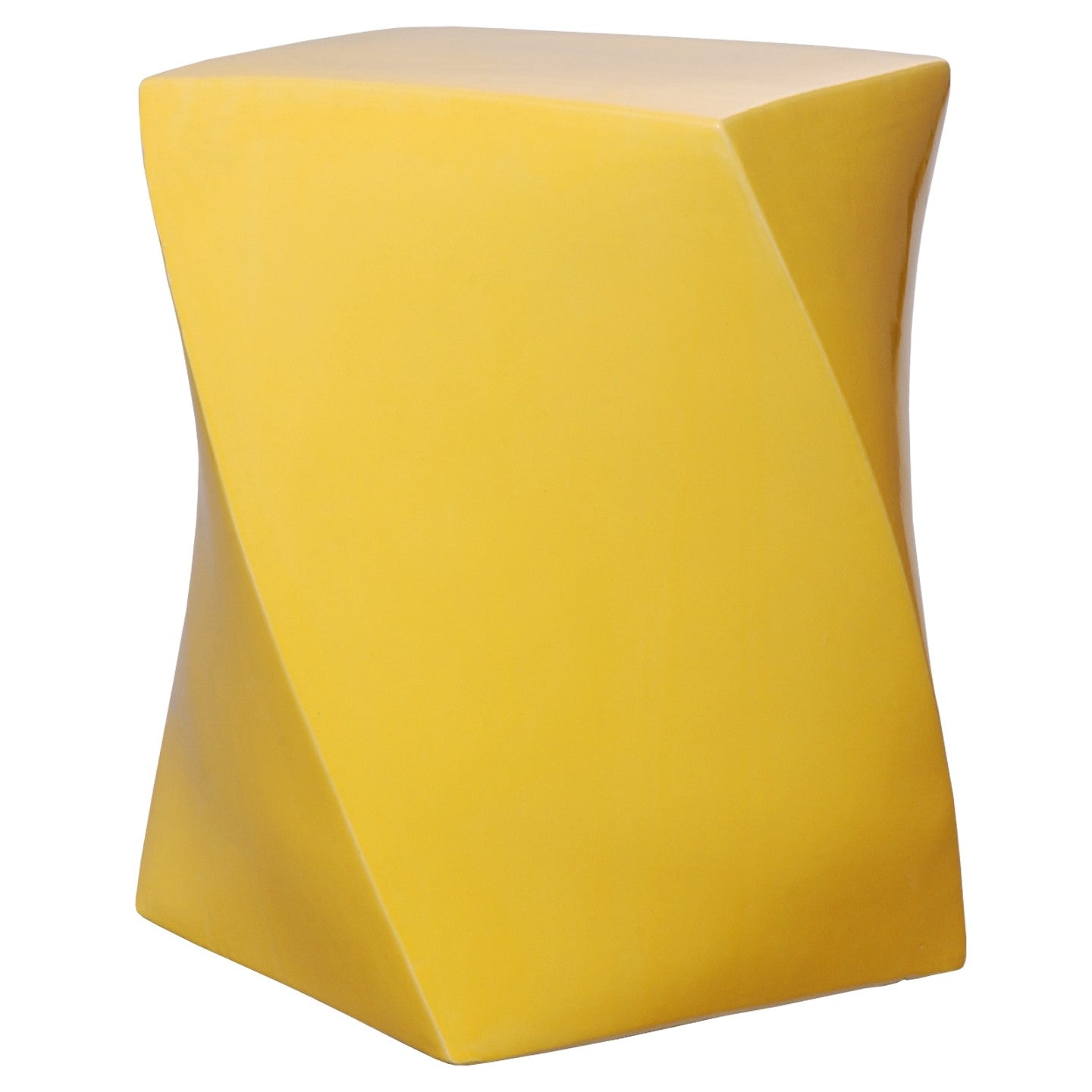 Twist Garden Stool with a Sun Yellow Glaze