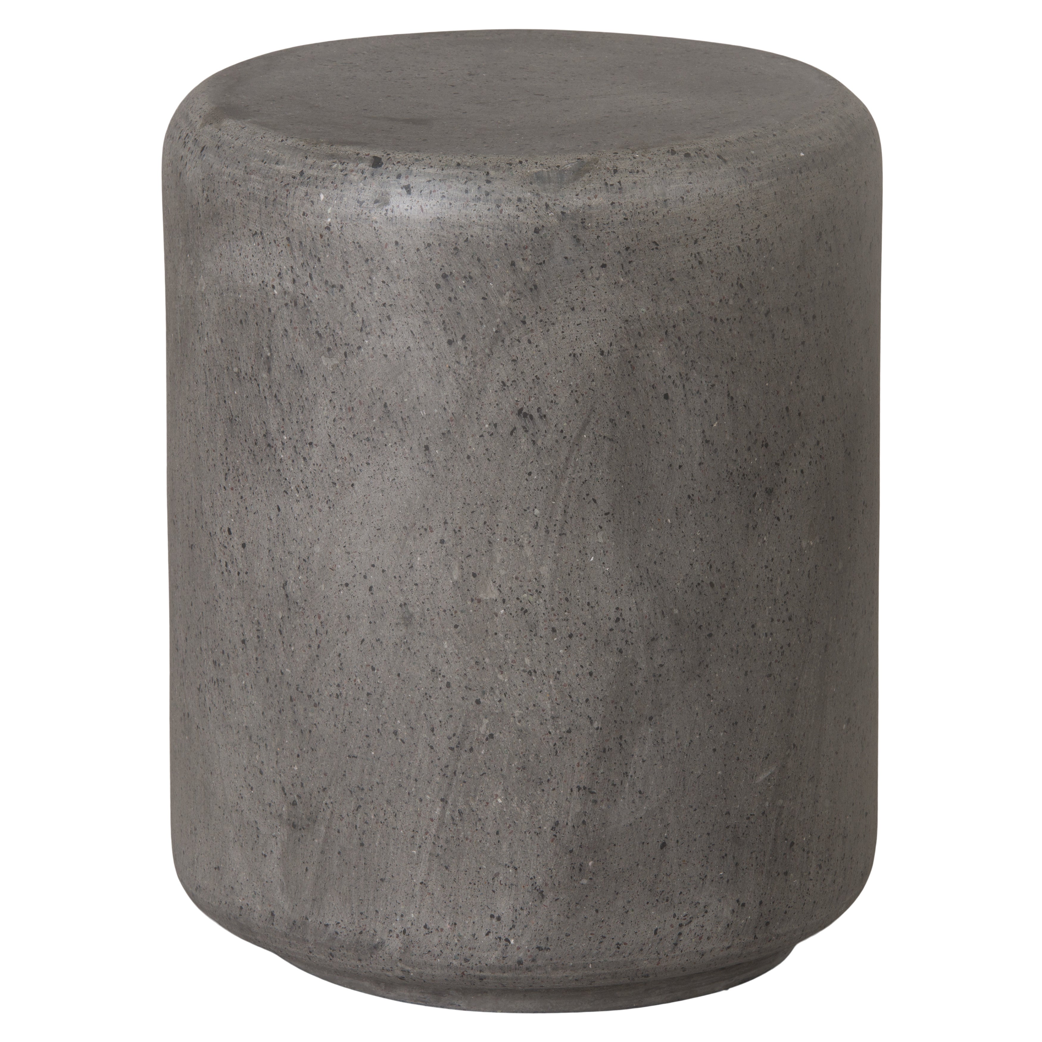 Caemen 17 in. Cylinder Terrazzo Garden Stool with a Gray Finish