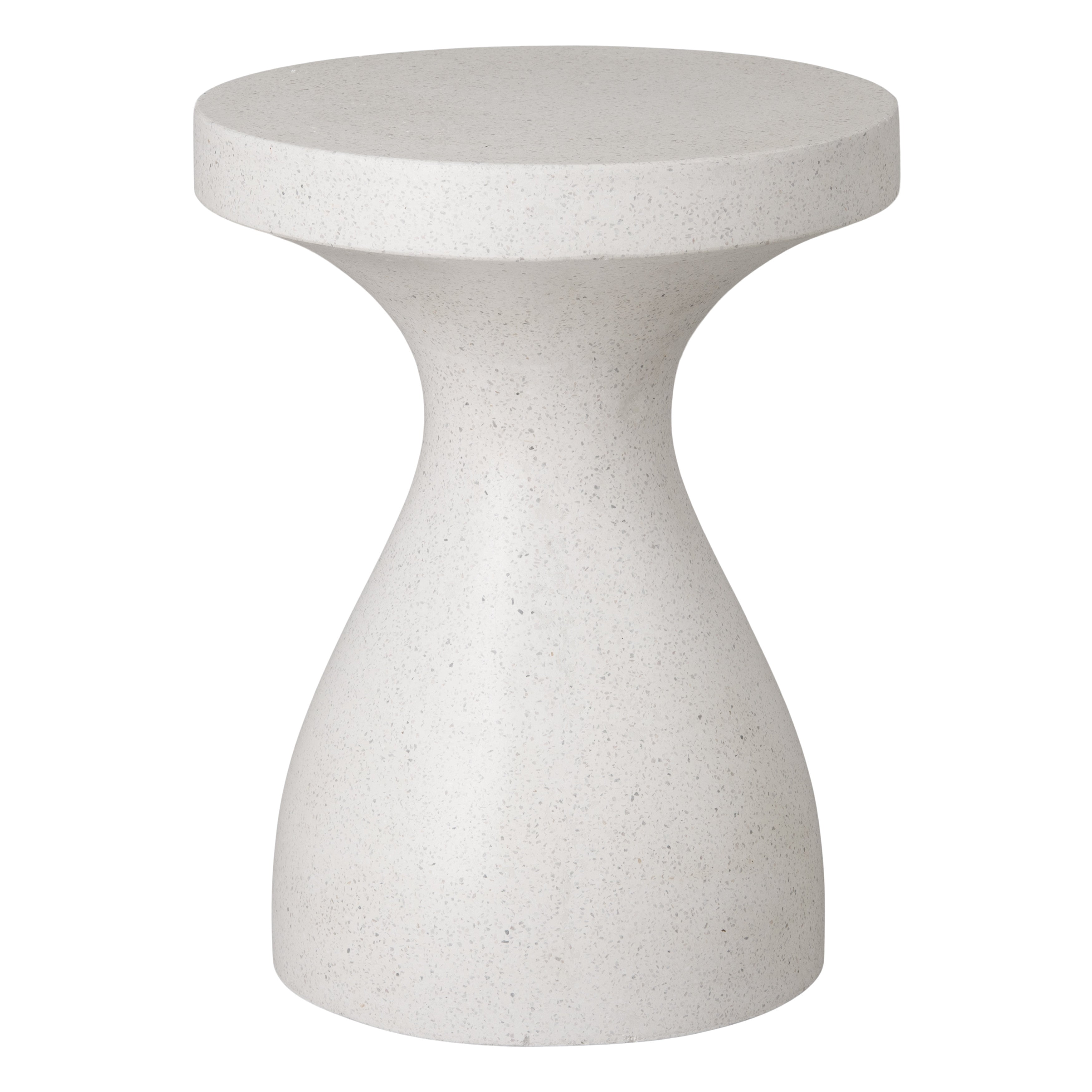 Caemen 20 in. Teardrop Terrazzo Garden Stool with a White Finish