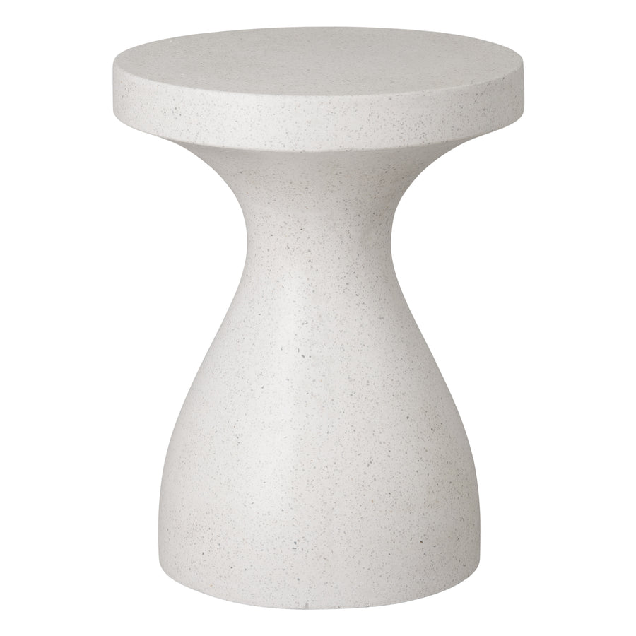 Caemen 20 in. Teardrop Terrazzo Garden Stool with a White Finish