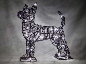 16 Inch Lit Chihuahua Garden Topiary Frame