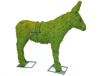 18 Inch Mossed Donkey Garden Topiary Frame