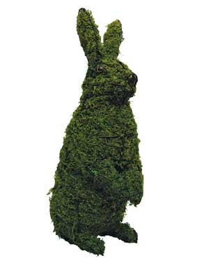 21 Inch Mossed Upright Rabbit Garden Topiary Frame