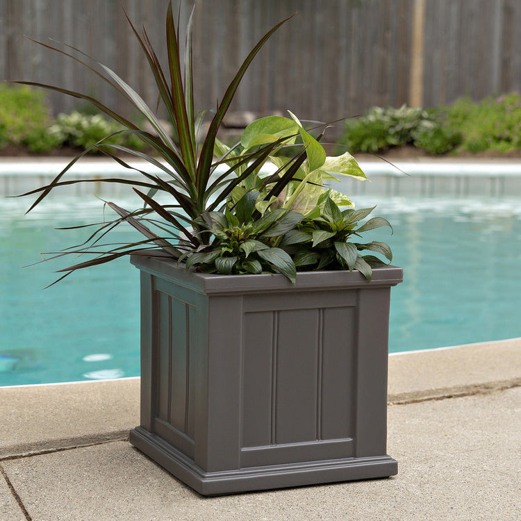 Cape Cod 14x14 Square Planter - Graphite Grey
