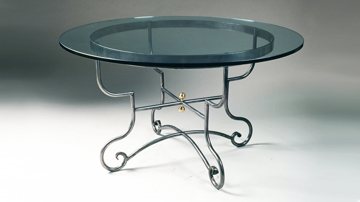 French Polished Steel Round Table Base