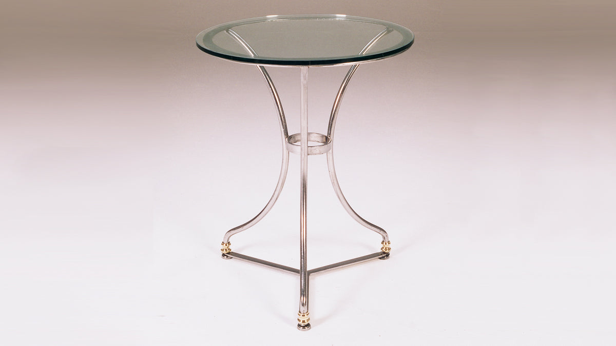 French Polished Steel Round Café Table Base