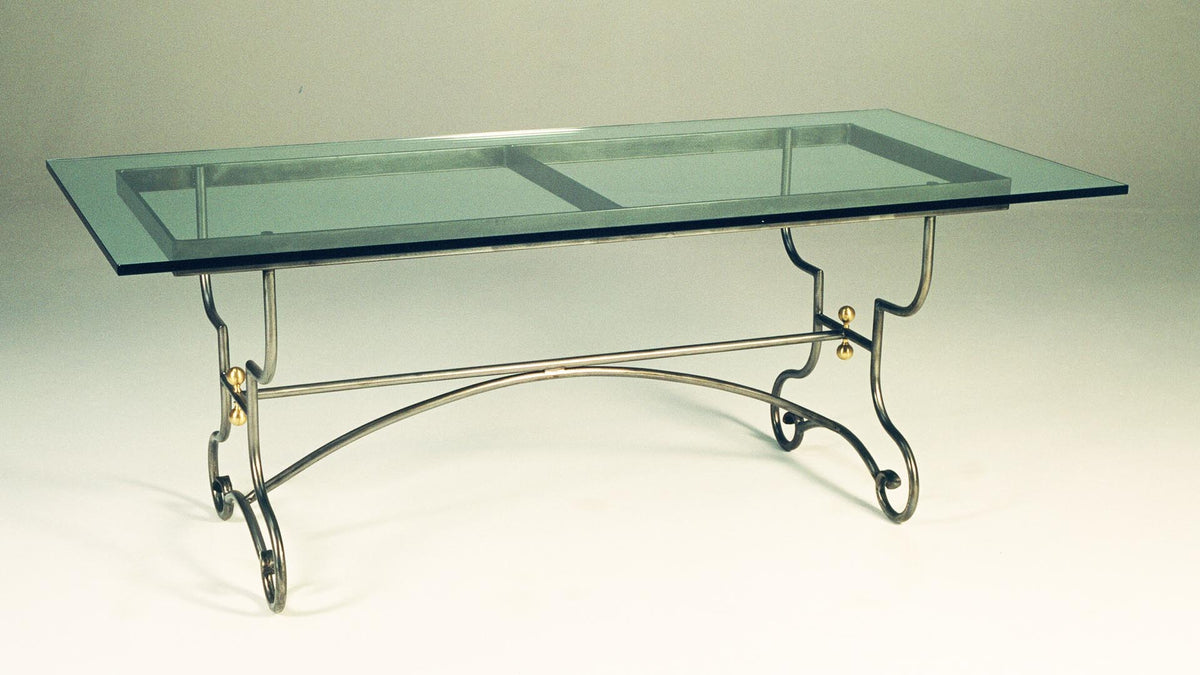 French Polished Steel Oblong Table Base
