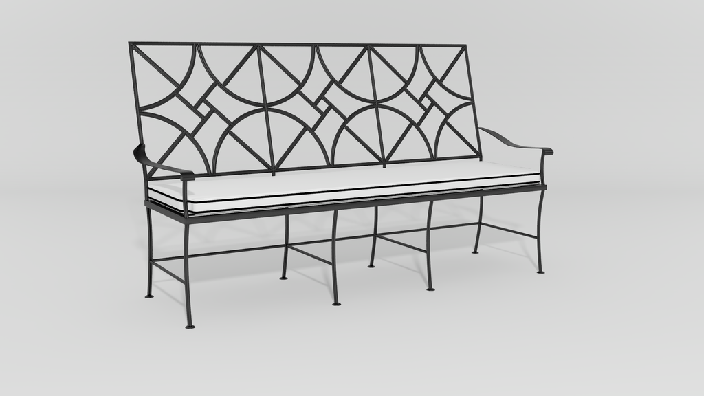 Highstreet Chippendale Bench, angle view, black finish
