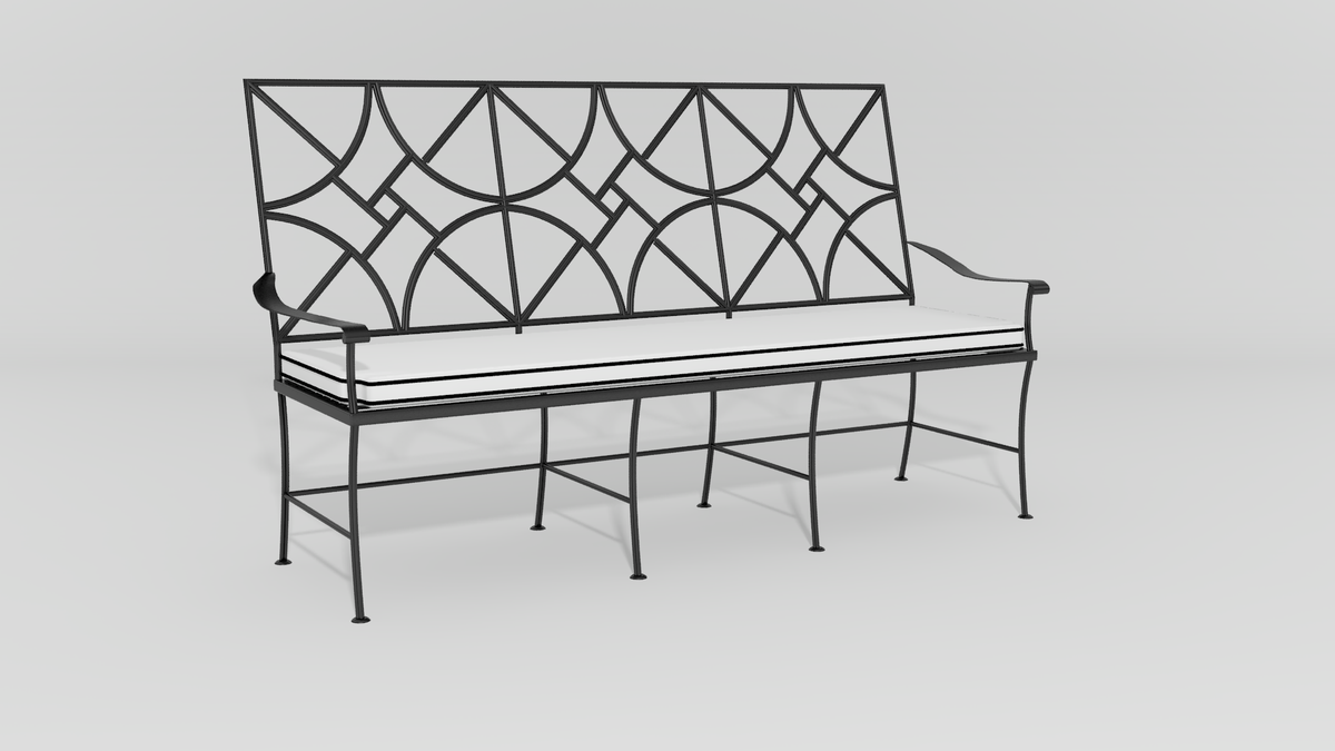 Highstreet Chippendale Bench, angle view, black finish