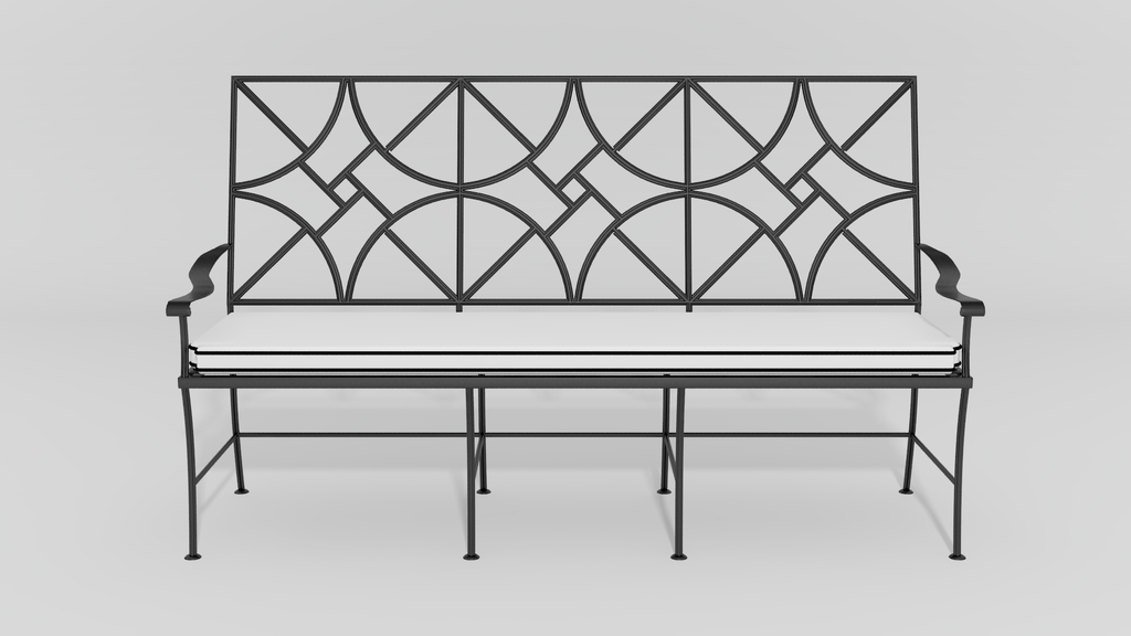 Highstreet Chippendale Bench, front view, black finish
