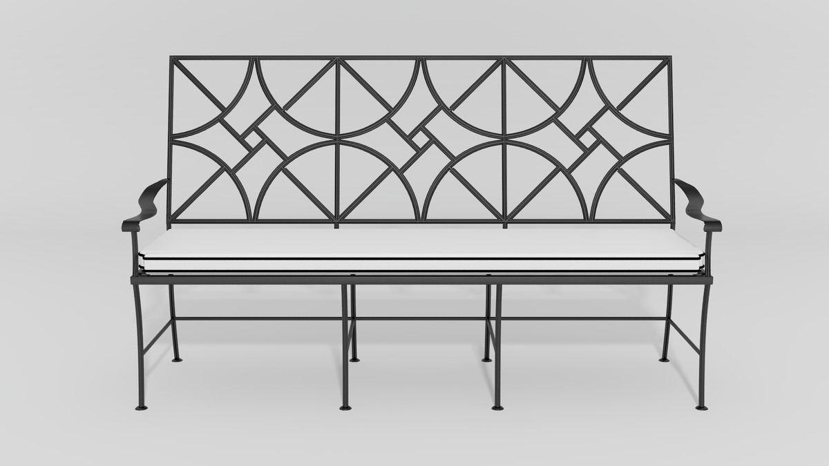 Highstreet Chippendale Bench, front view, black finish