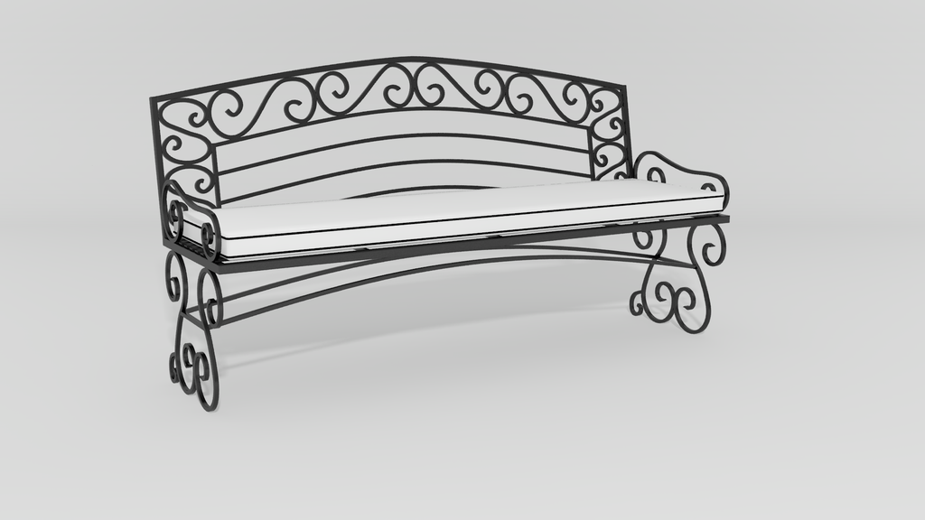 Tuscany Garden Bench, angle view, black finish