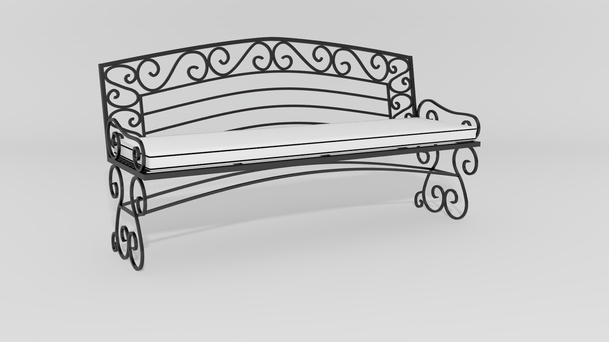 Tuscany Garden Bench, angle view, black finish