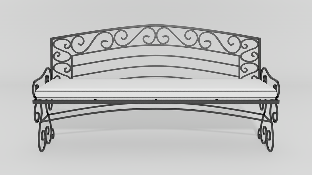 Tuscany Garden Bench, front view, black finish