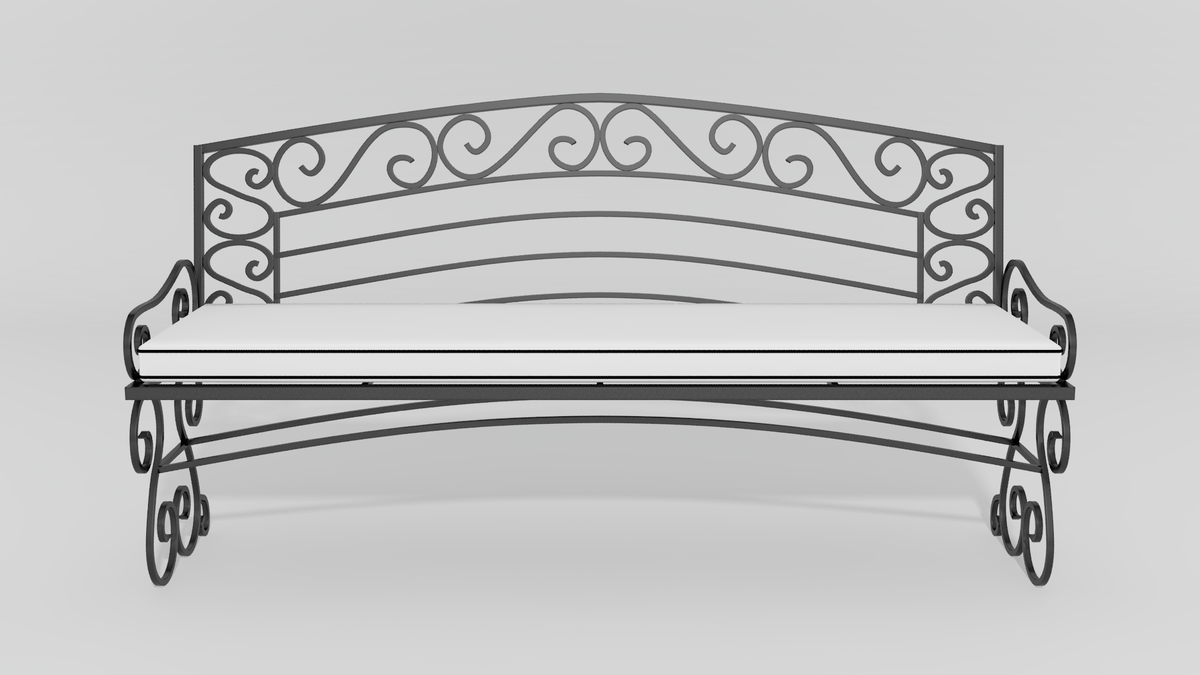 Tuscany Garden Bench, front view, black finish