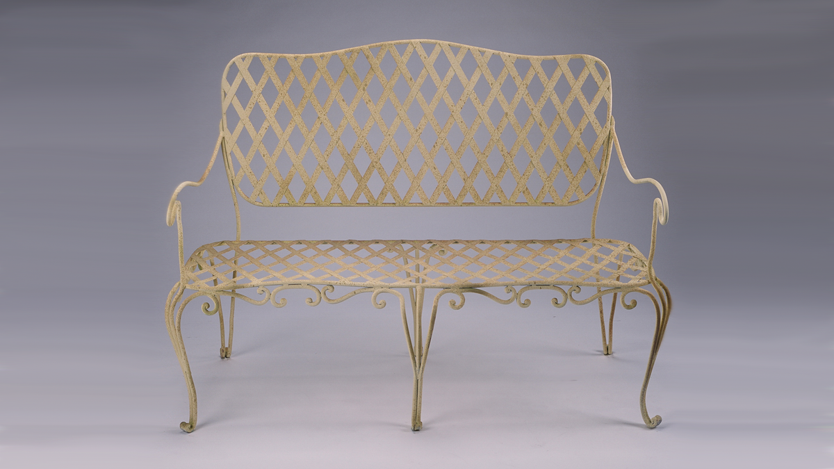 French Provincial Bench, front view, black finish