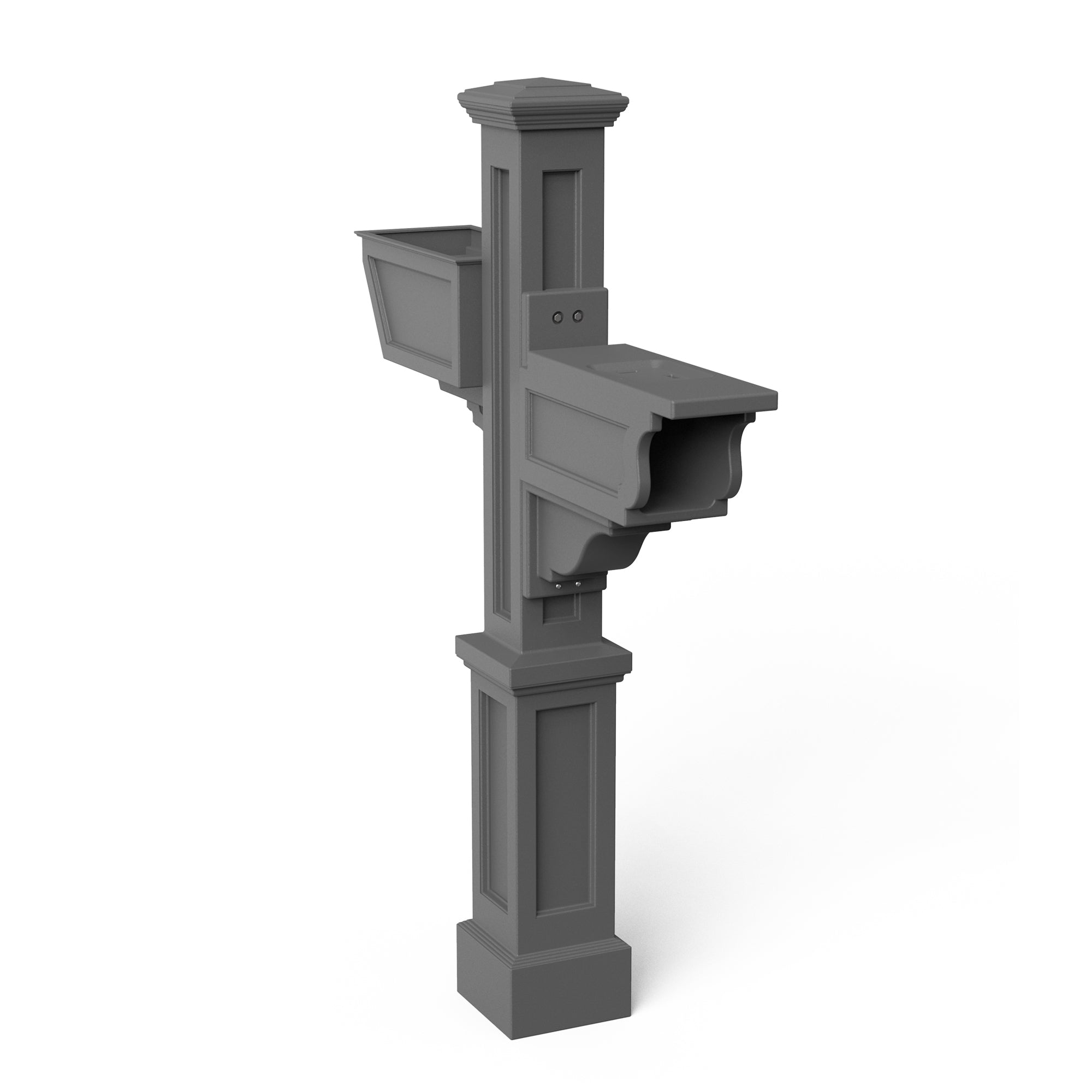 Signature Plus Mailbox Post With Flower Box - Graphite Gray