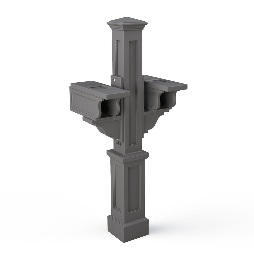 Rockport Double Mailbox Post - Graphite Gray
