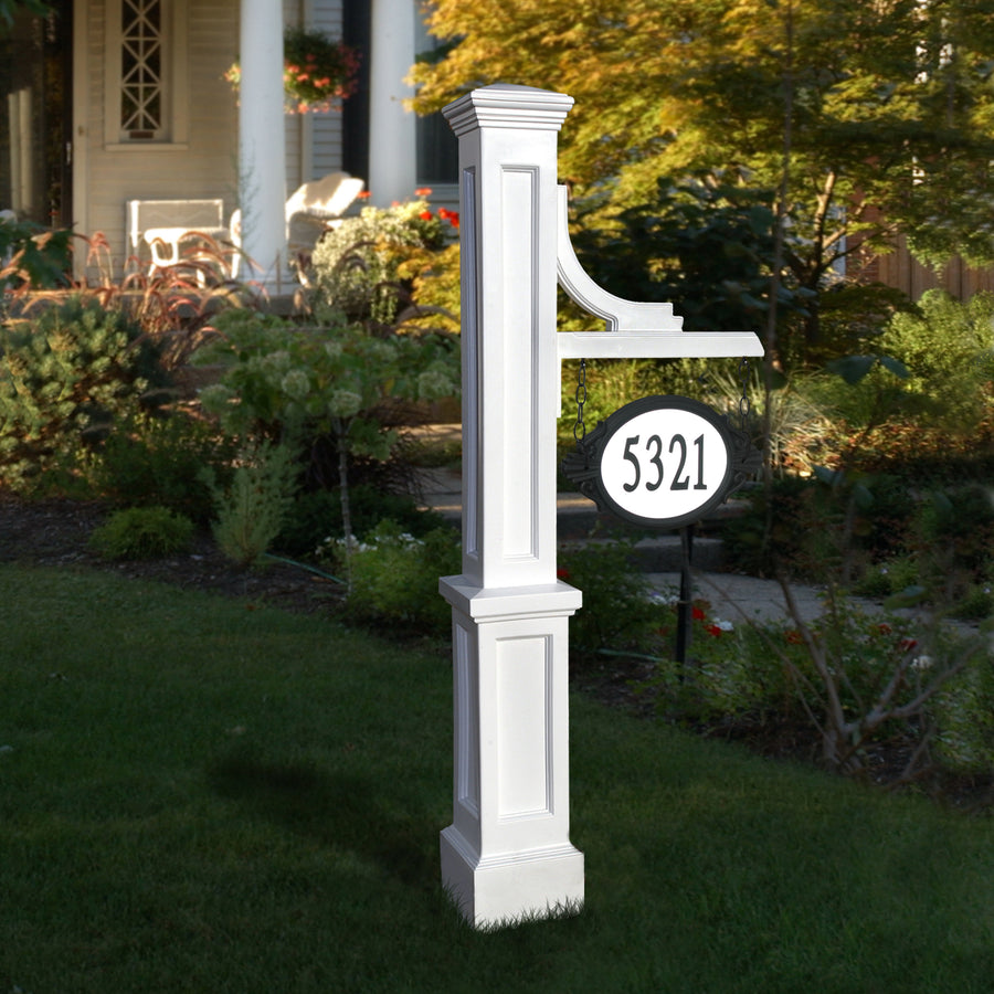 Woodhaven Address Sign Post - White