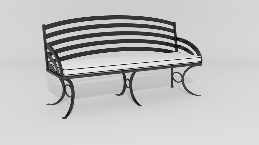 Provence Garden Bench, angle view, black finish