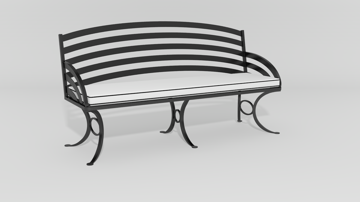 Provence Garden Bench, angle view, black finish