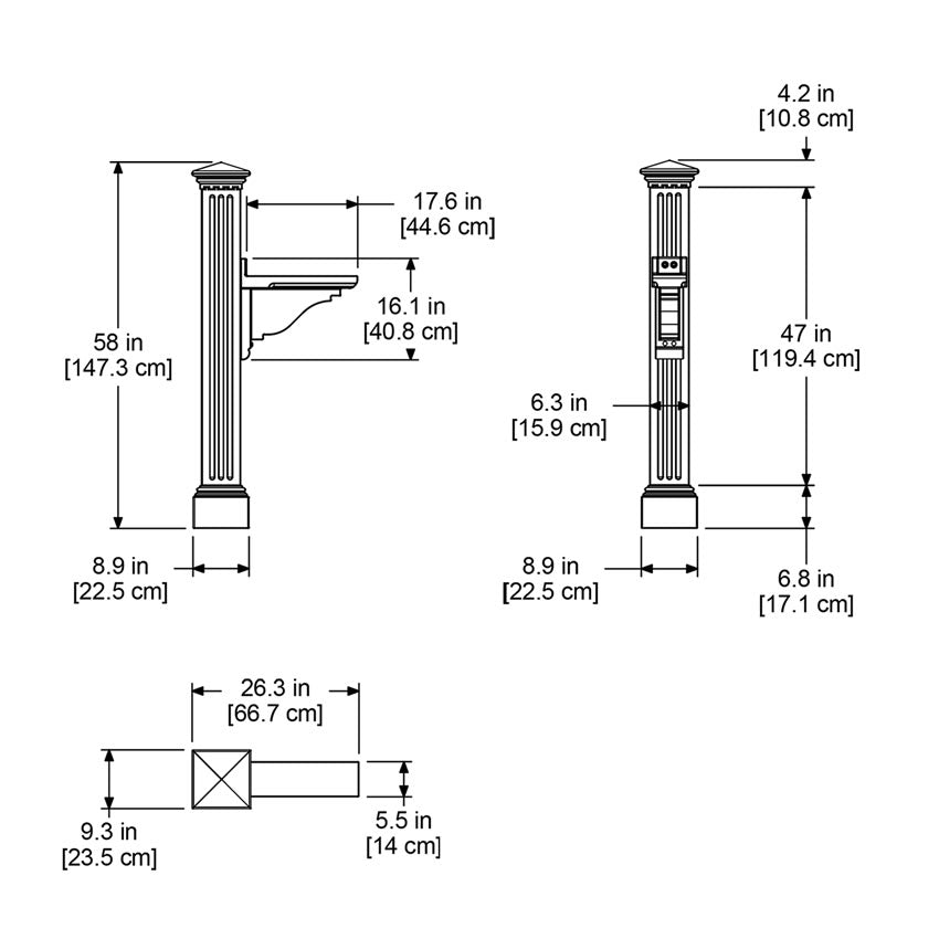 Manchester Single Arm Mail Post - White