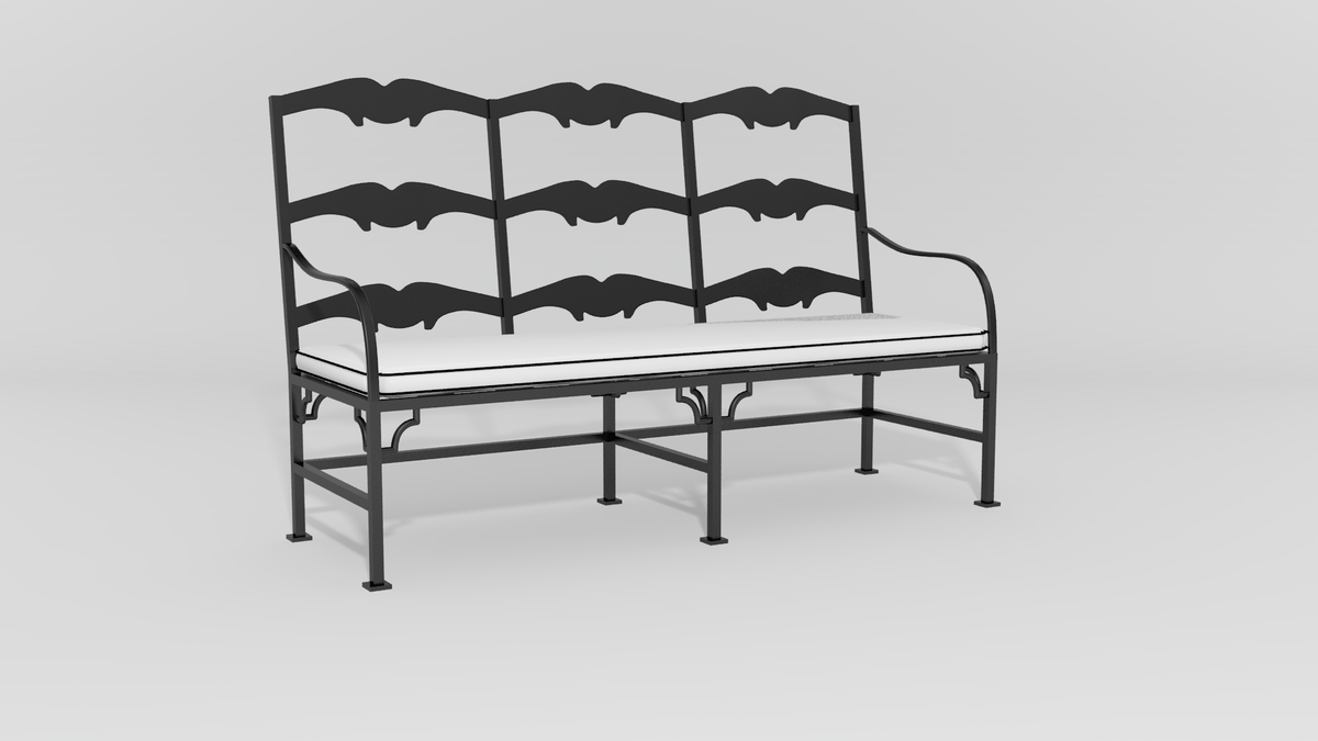 French Ladderback Bench, angle view, black finish