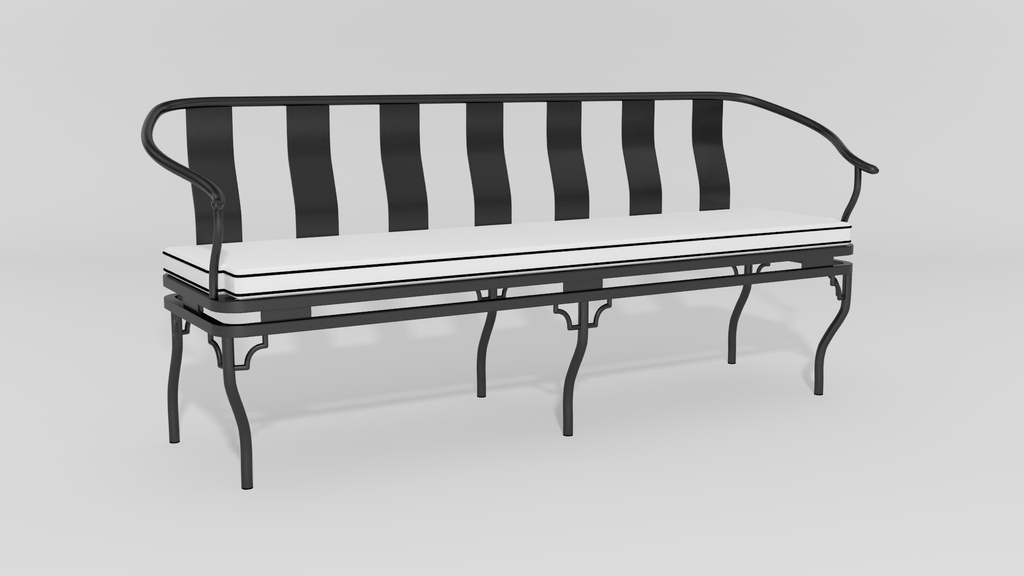 Ming Garden Bench, angle view, black finish