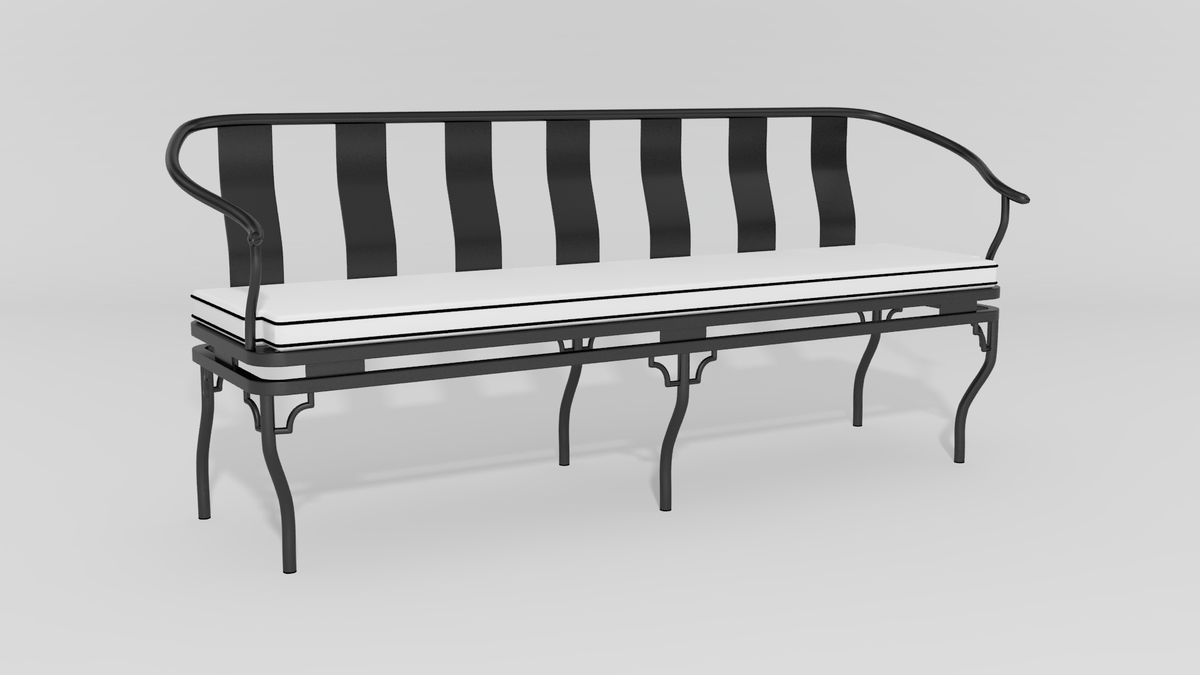 Ming Garden Bench, angle view, black finish