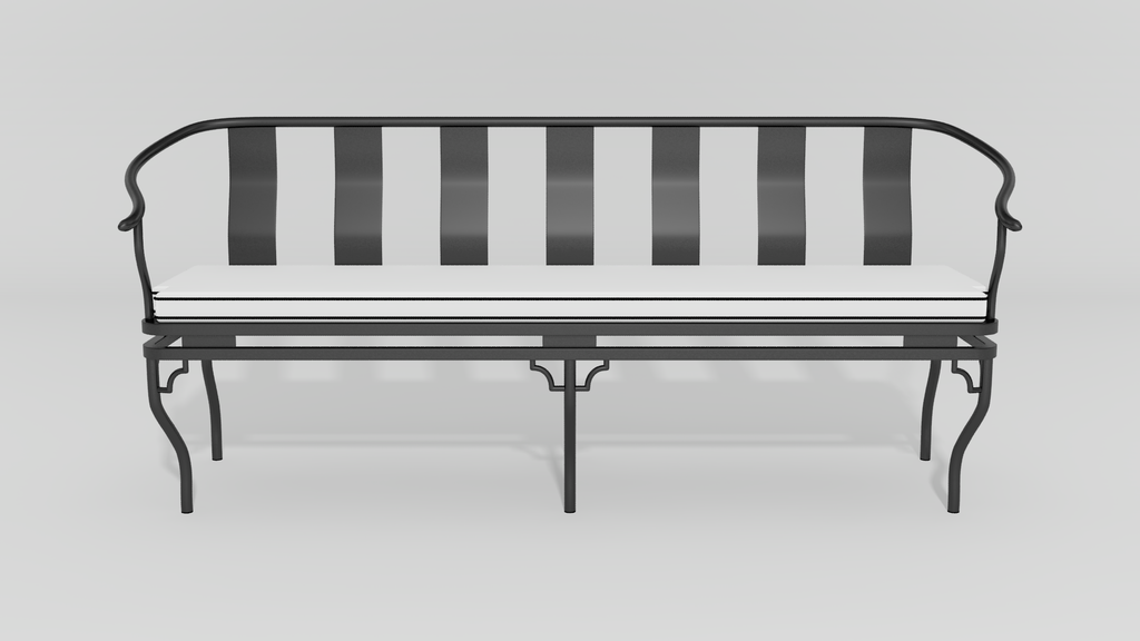 Ming Garden Bench, front view, black finish