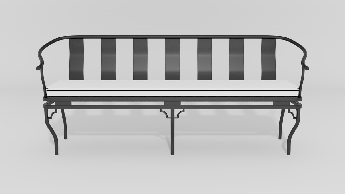Ming Garden Bench, front view, black finish