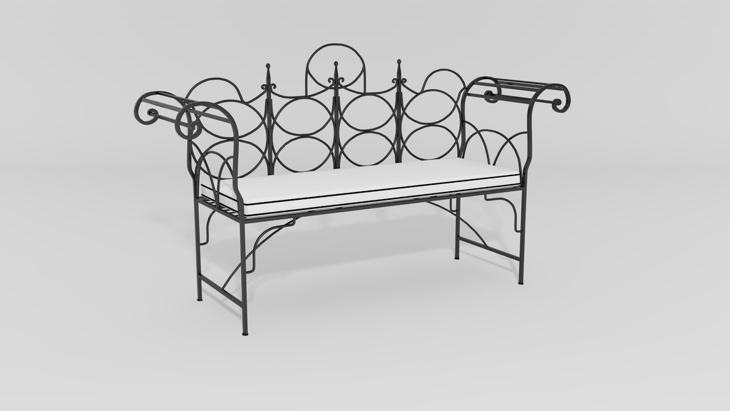 Chateau Wire Bench, angle view, black finish