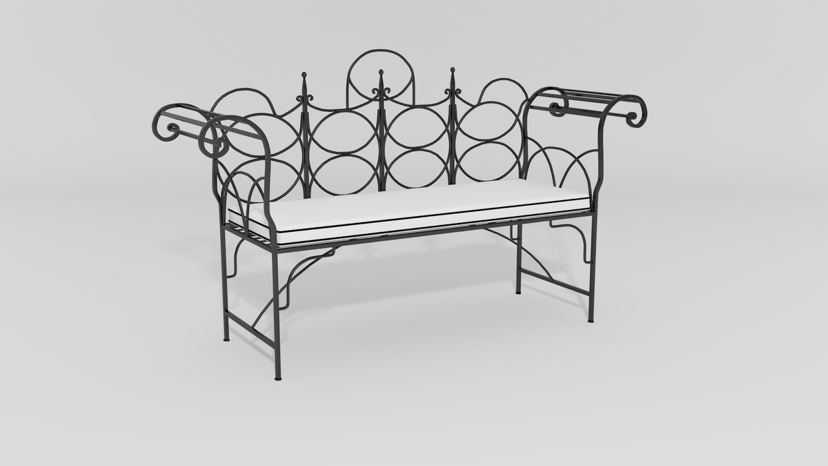Chateau Wire Bench, angle view, black finish