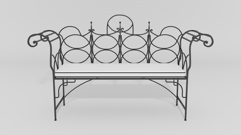 Chateau Wire Bench, front view, black finish