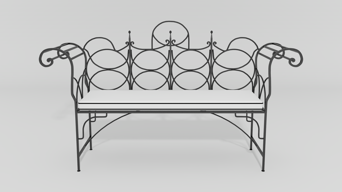 Chateau Wire Bench, front view, black finish