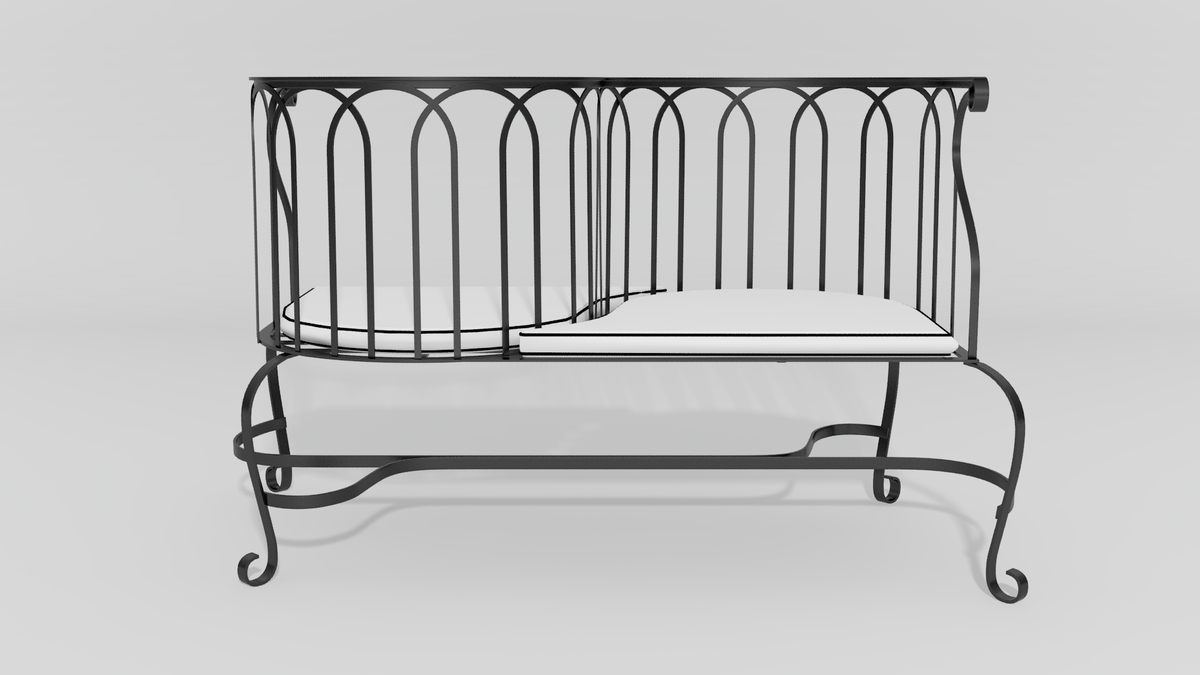 Regency Tete-a-Tete Bench, front view, black finish