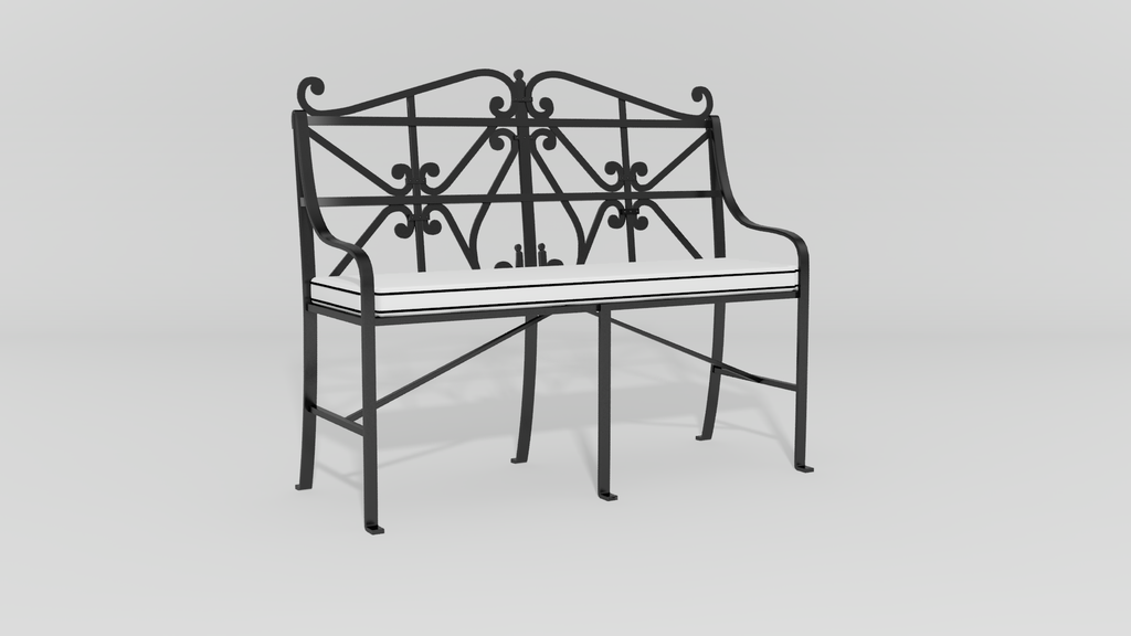 Regency Garden Bench, angle view, black finish