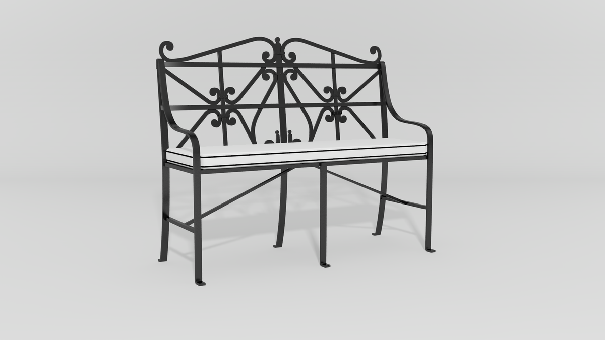 Regency Garden Bench, angle view, black finish