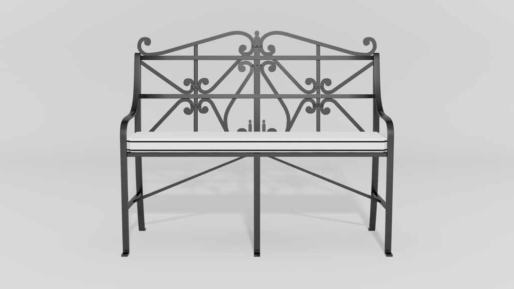 Regency Garden Bench, front view, black finish