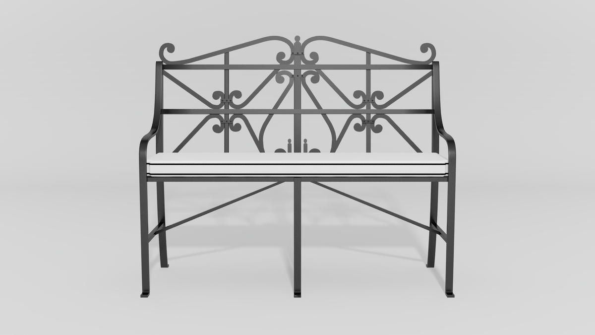 Regency Garden Bench, front view, black finish