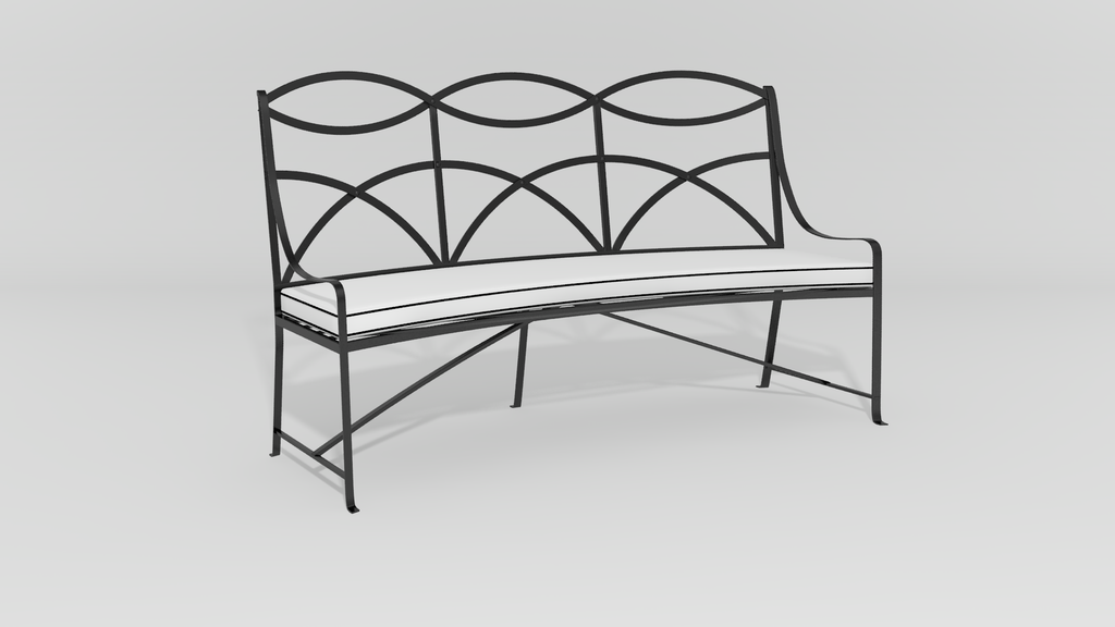Regency Curved Park Bench, angle view, black finish