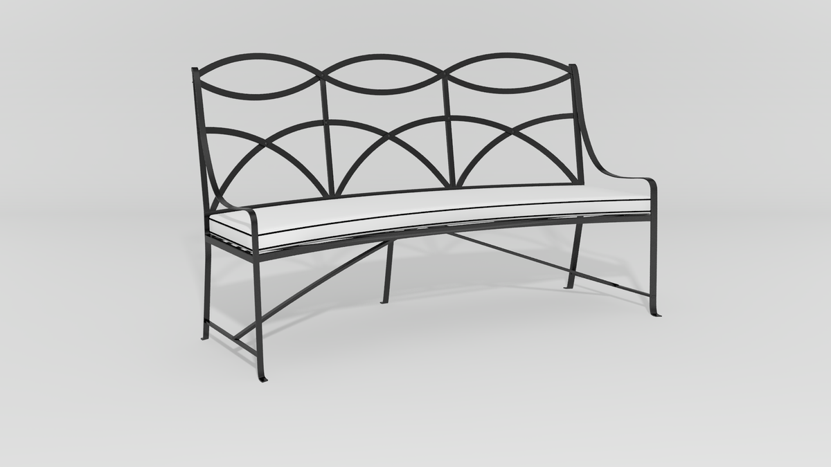 Regency Curved Park Bench, angle view, black finish