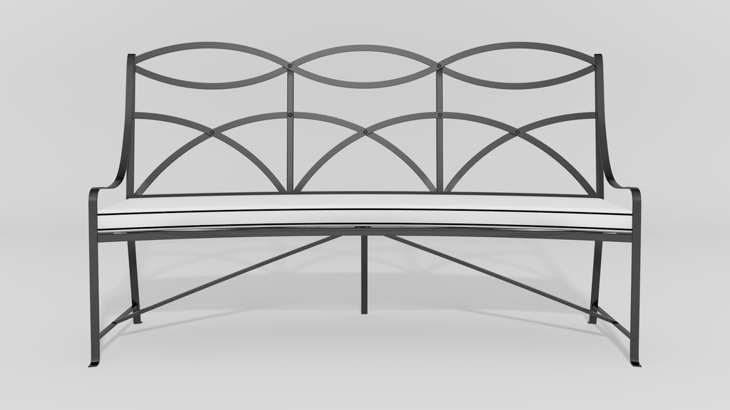 Regency Curved Park Bench, front view, black finish