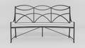 Regency Curved Park Bench, front view, black finish