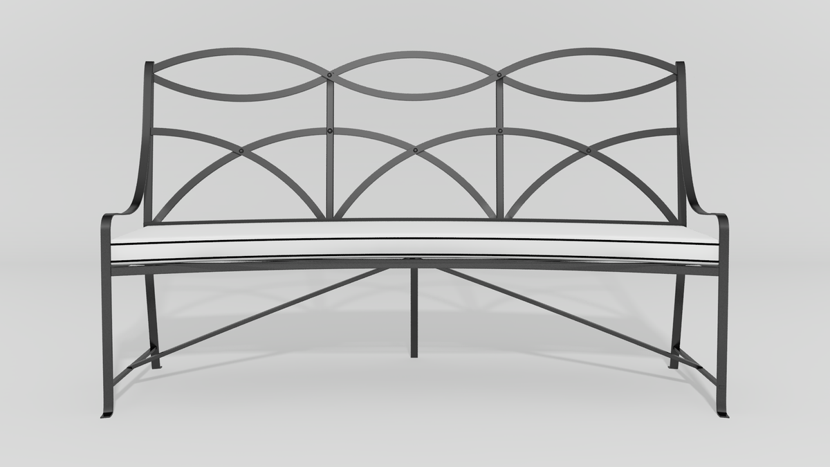 Regency Curved Park Bench, front view, black finish