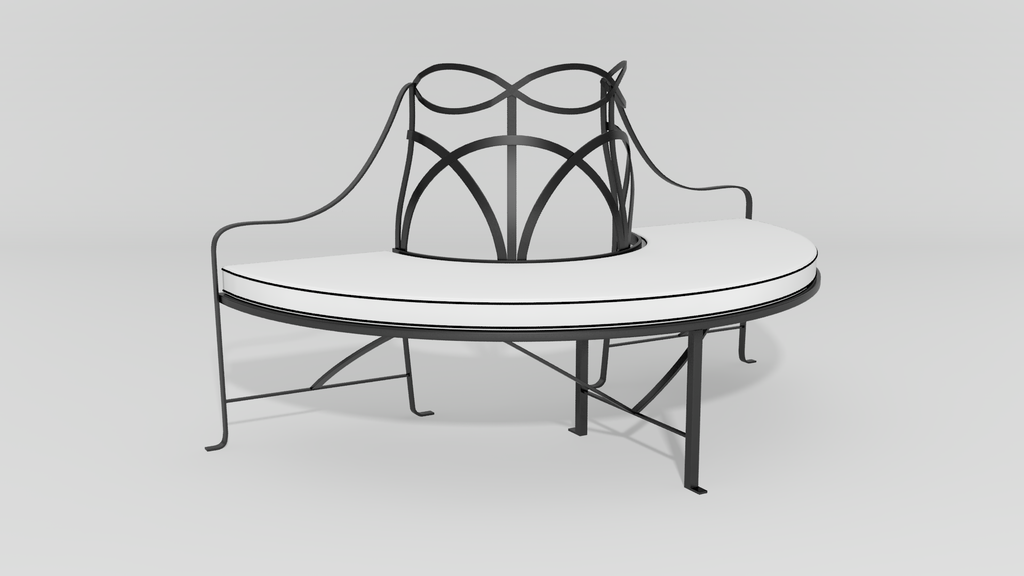 Regency Park Tree Bench, angle view, black finish
